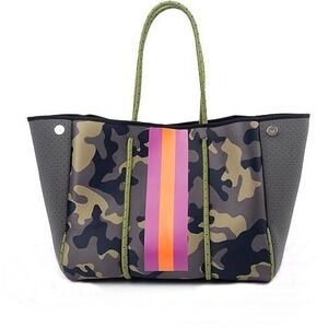 IBFUN Neoprene Tote Bag - Green Camouflage - Beach, Shopping, Yoga, Travel